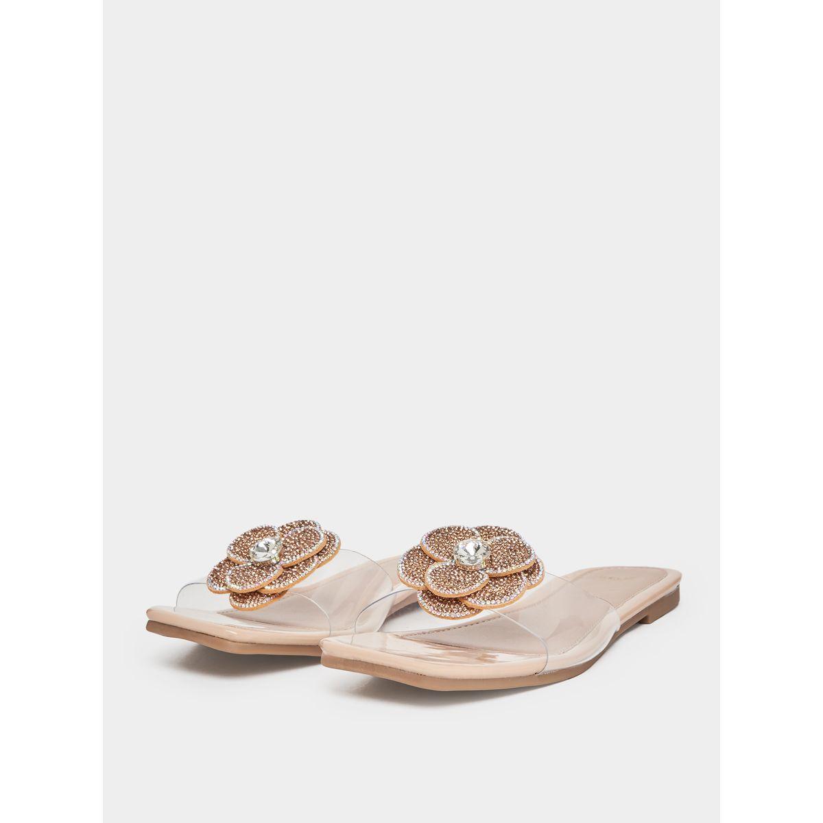 Styli Flower Rhinestone Decor Flat Sandals-women-shoes-sandals-flats-image-2