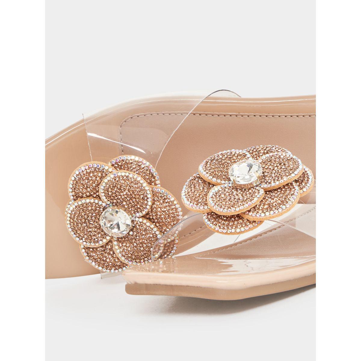 Styli Flower Rhinestone Decor Flat Sandals-women-shoes-sandals-flats-image-4