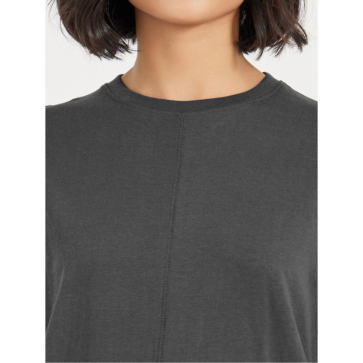 Styli Contrast Overlock Detail Overside T-Shirt And Cuffed Jogger Co-Ords Set-women-clothing-coordsets-image-4