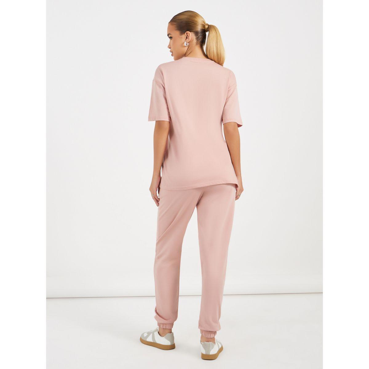 Styli Overlock Seam Detail T-Shirt & Cuffed Joggers Co-Ords-women-clothing-coordsets-image-6