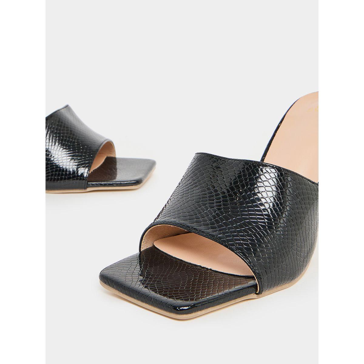 Styli Textured Open Toe Block Heel Sandals-women-shoes-heels-image-3