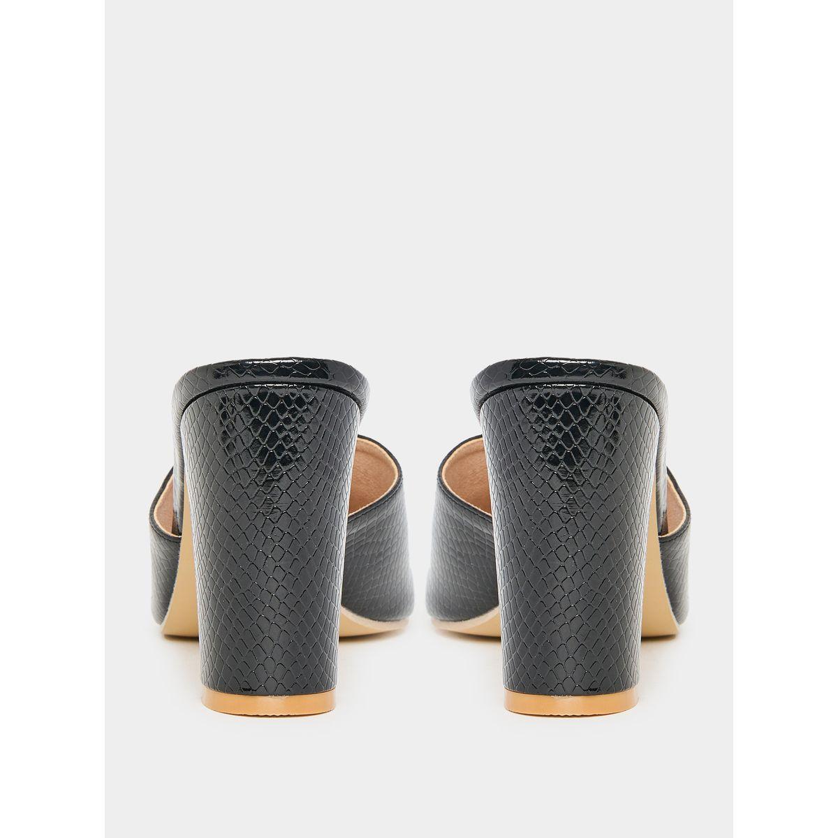 Styli Textured Open Toe Block Heel Sandals-women-shoes-heels-image-4