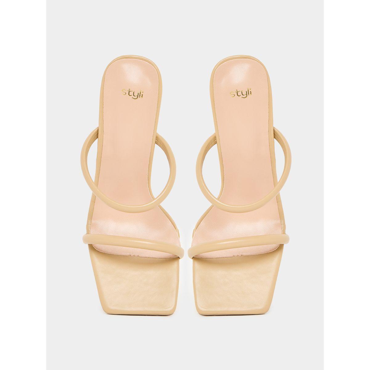 Styli Double Strap Block Heel Sandals-women-shoes-heels-image-5