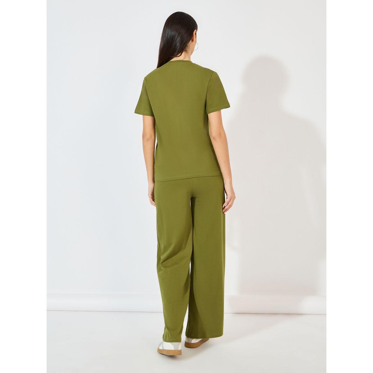 Styli Short Sleeve Crew Neck T-Shirt And Wide Leg Joggers Co-Ords Set-women-clothing-coordsets-image-6