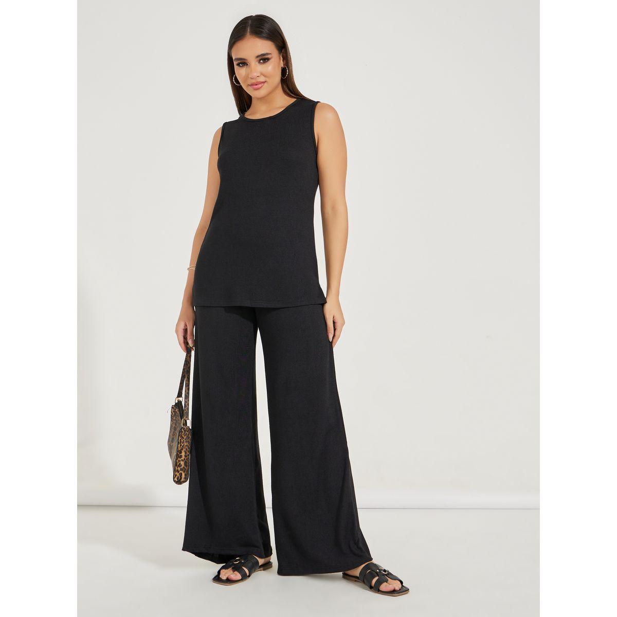 بنطال سادة محبوك بارجل واسعة-women-clothing-bottoms-trousers-image-1