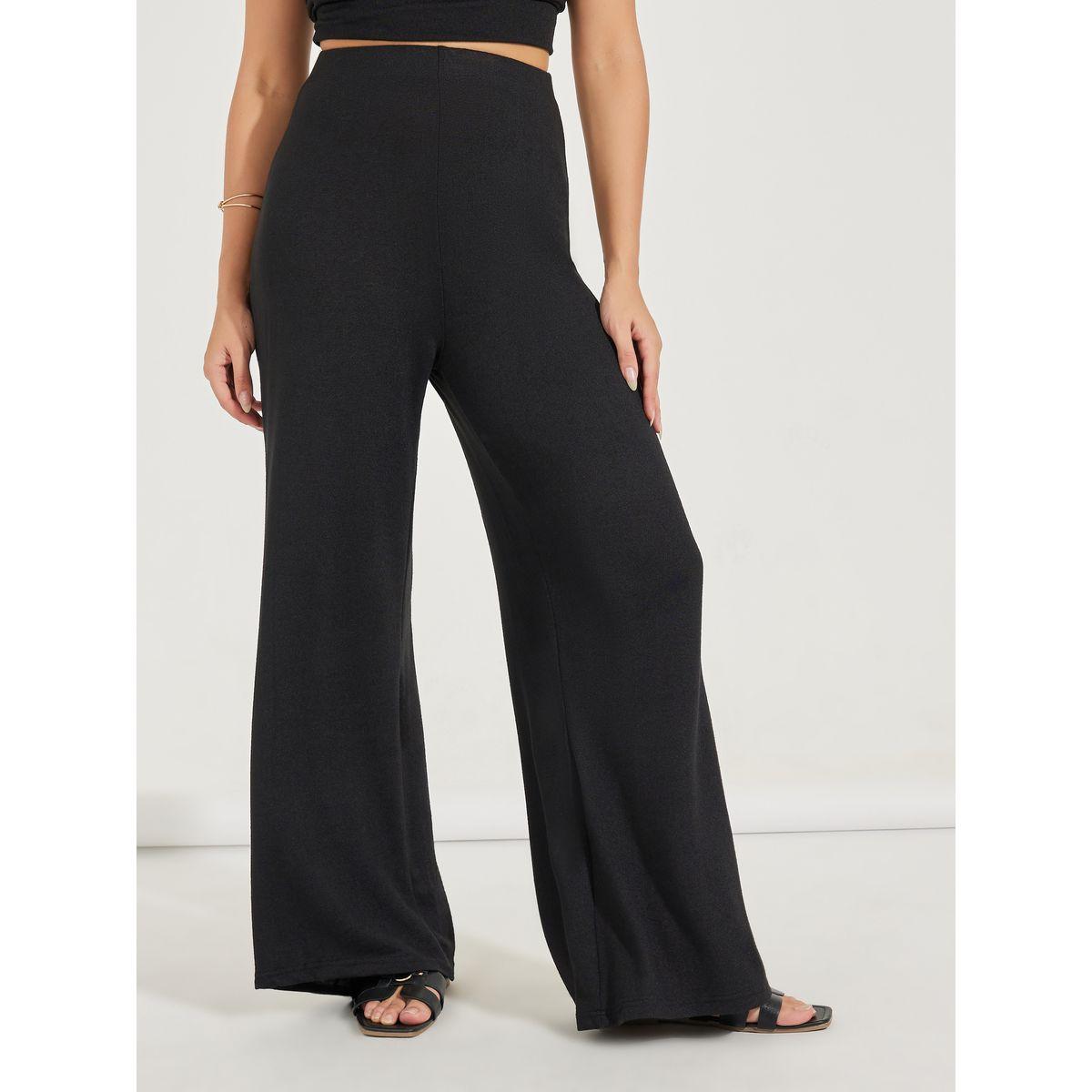 Styli Solid Wide Leg Knit Pants-women-clothing-bottoms-trousers-image-2