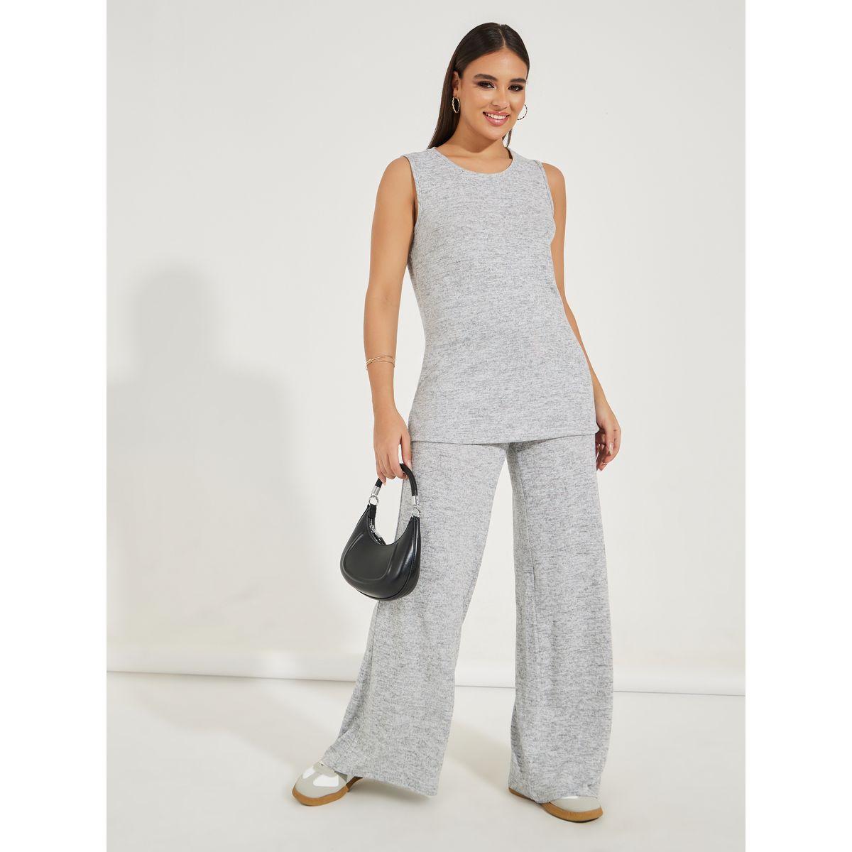 Styli Solid Wide Leg Knit Pants-women-clothing-bottoms-trousers-image-1