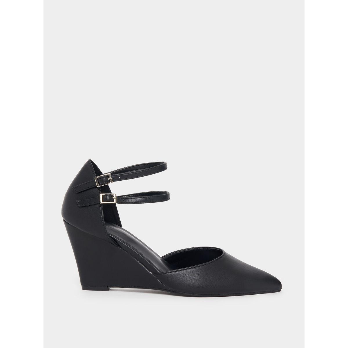 Styli Solid Ankle Strap Wedge Shoes-women-shoes-heels-image-1