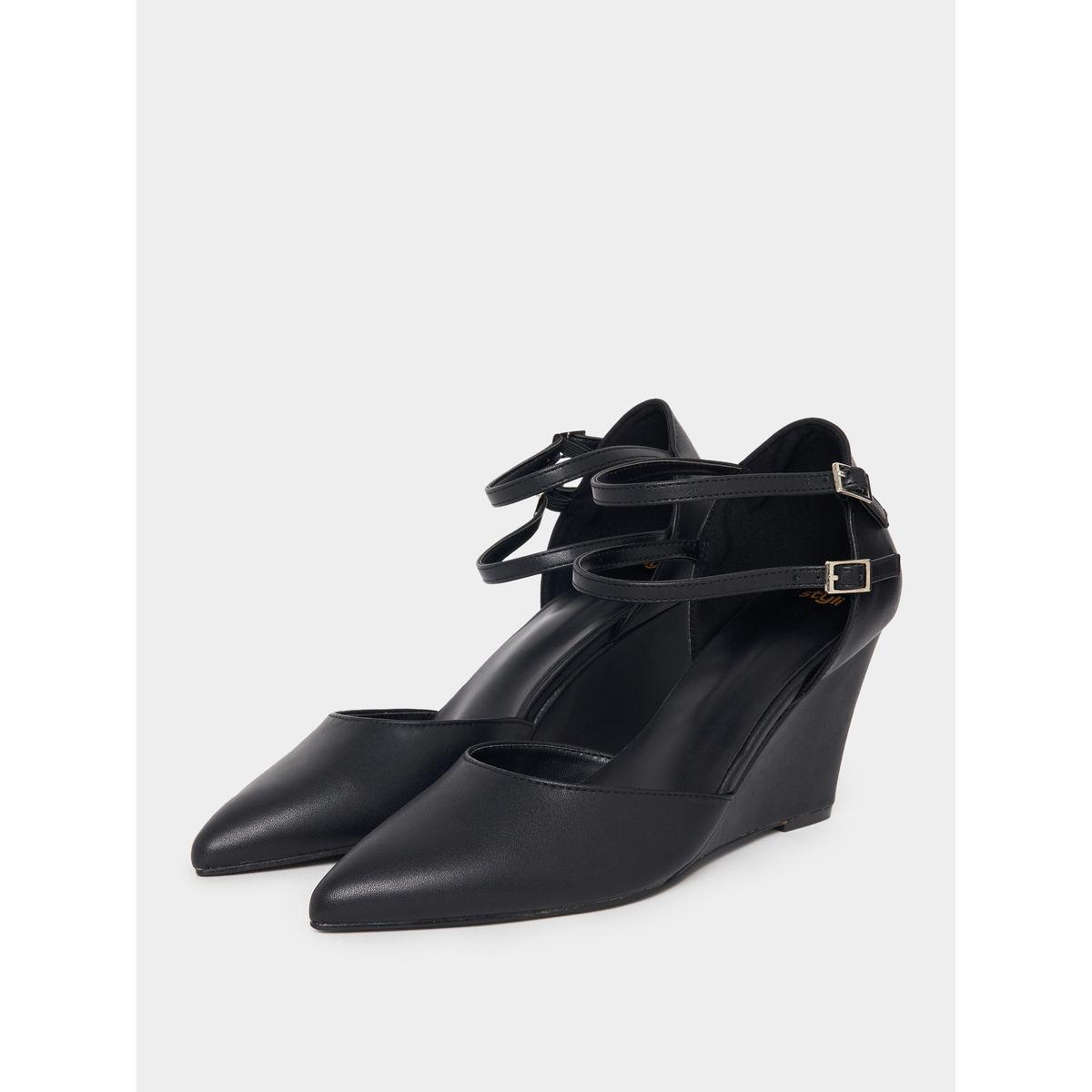 Styli Solid Ankle Strap Wedge Shoes-women-shoes-heels-image-2