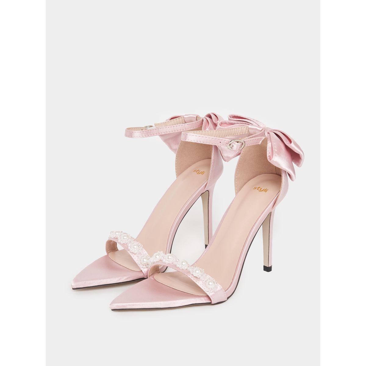 صندل بكعب ستيليتو وسير كاحل مع فيونكة ولؤلؤ-women-shoes-heels-image-2