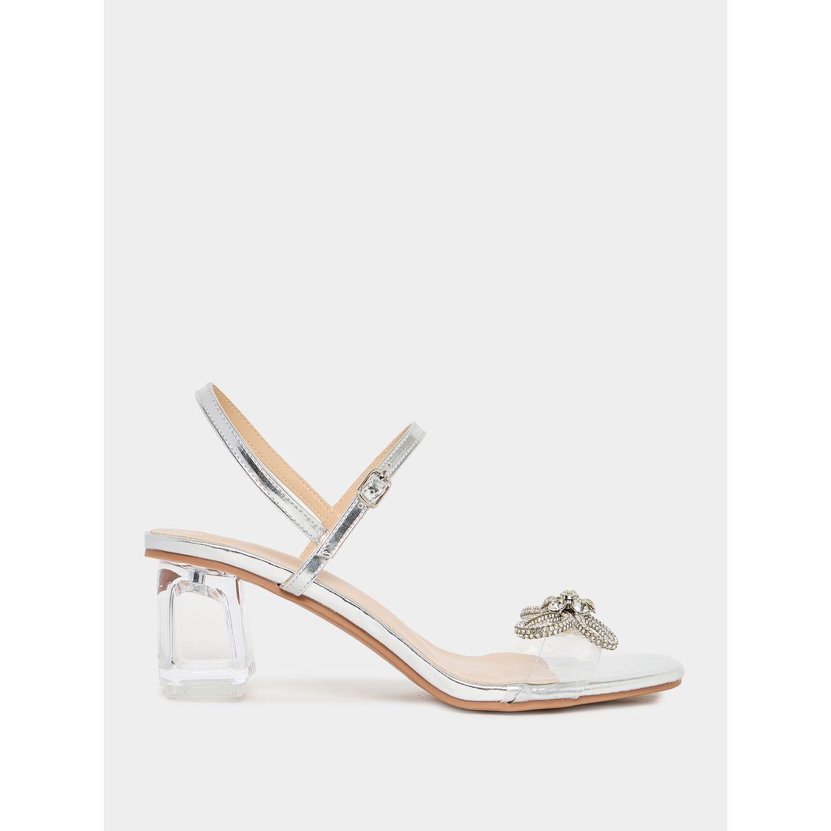 Styli Embellished Bow Block Heel Sandals-women-shoes-heels-image-1
