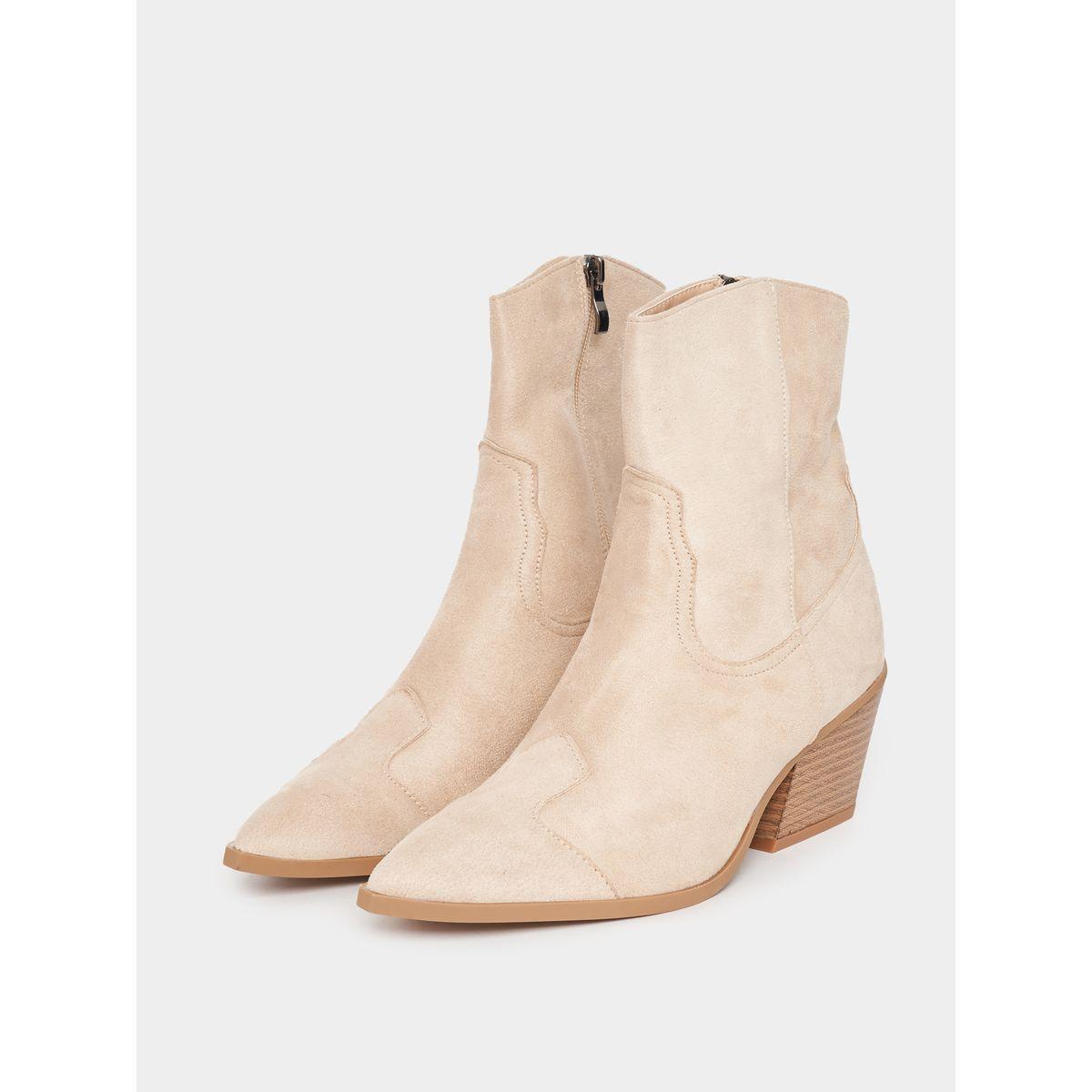 Styli Suede Look Western Style Block Heel Boots-women-shoes-boots-image-2