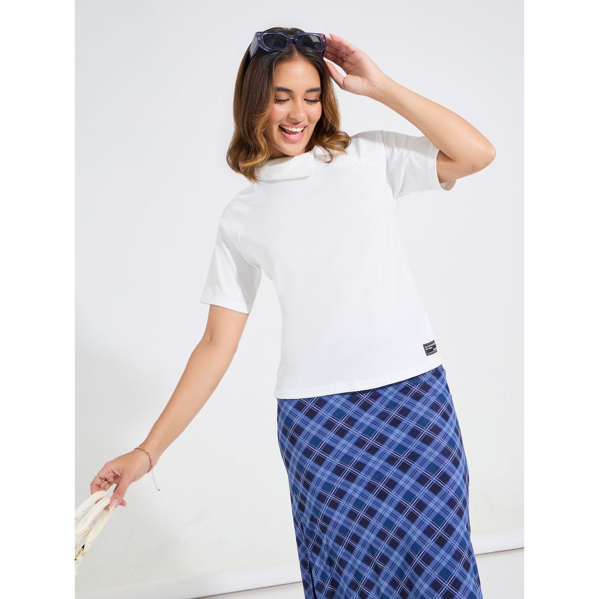 Styli Elevate Regular Fit Patch Detail T-Shirt with Raglan Sleeves-women-clothing-tshirts-image-1