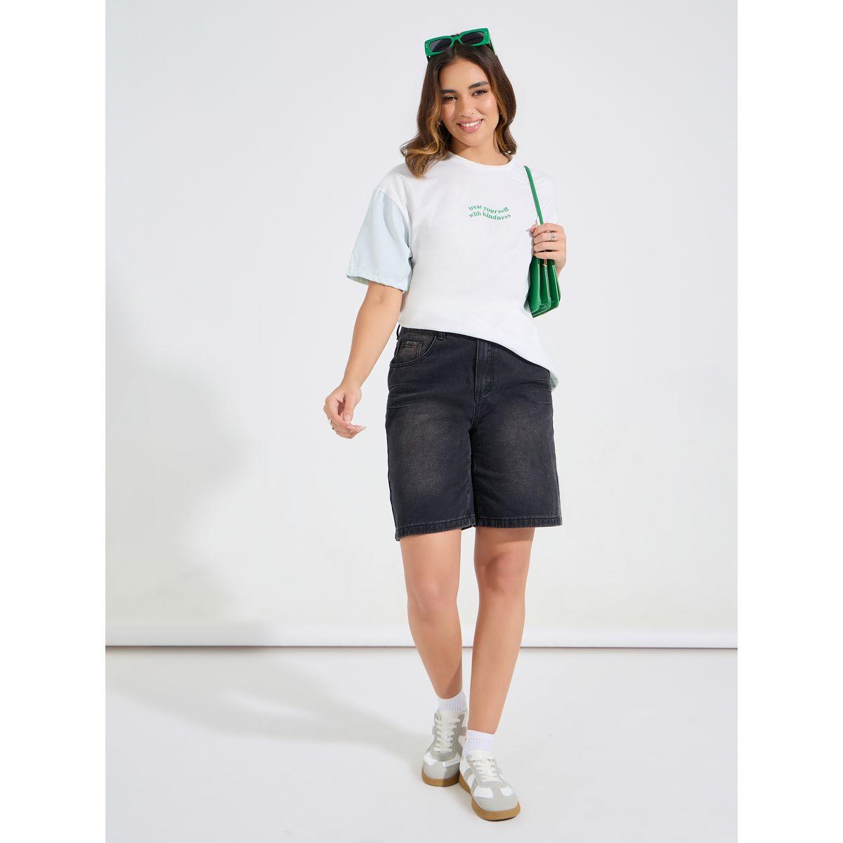Styli Elevate Regular Fit Stripe Printed T-Shirt with Dropped Shoulder-women-clothing-tshirts-image-2