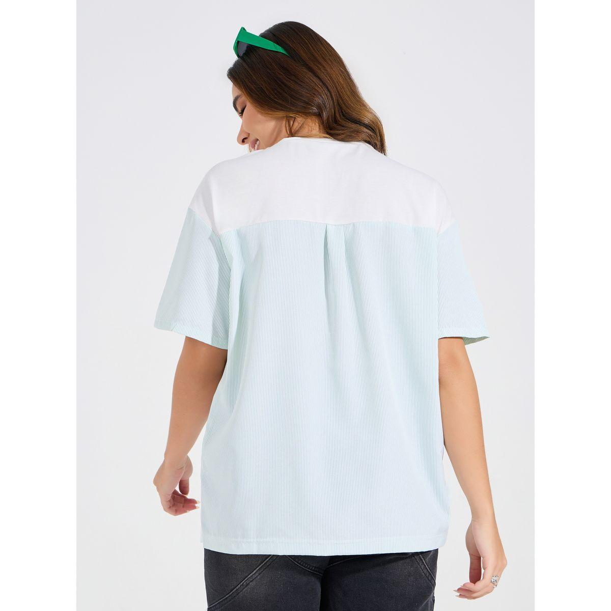Styli Elevate Regular Fit Stripe Printed T-Shirt with Dropped Shoulder-women-clothing-tshirts-image-6