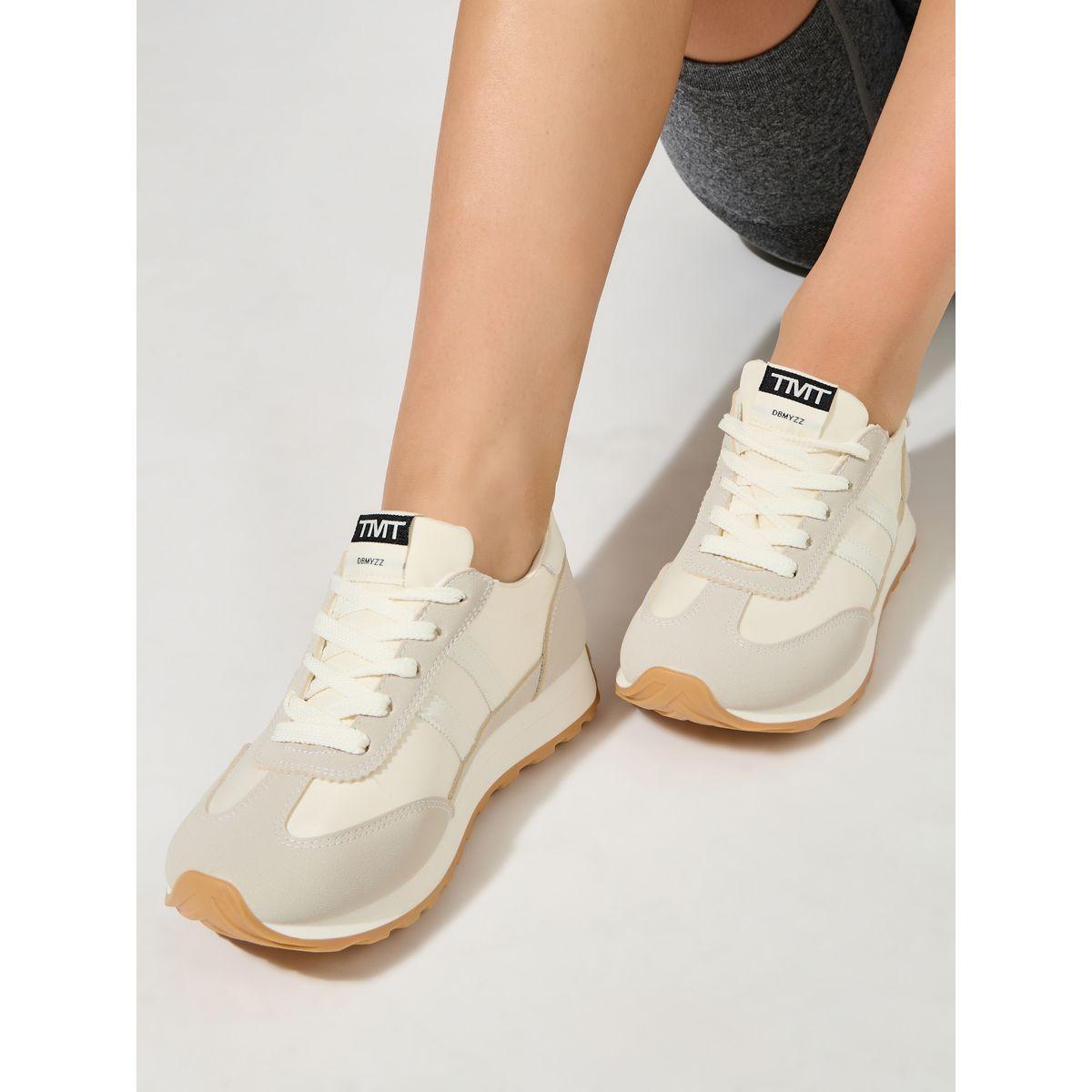 Styli Contrast Panel Lace Up Sneakers-women-shoes-sneakers-image-1