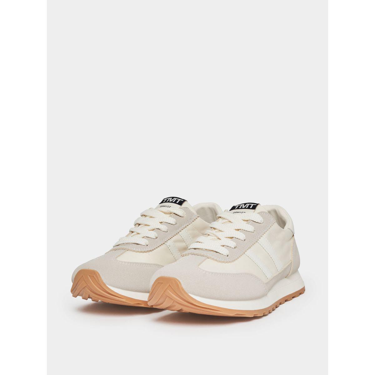 Styli Contrast Panel Lace Up Sneakers-women-shoes-sneakers-image-2