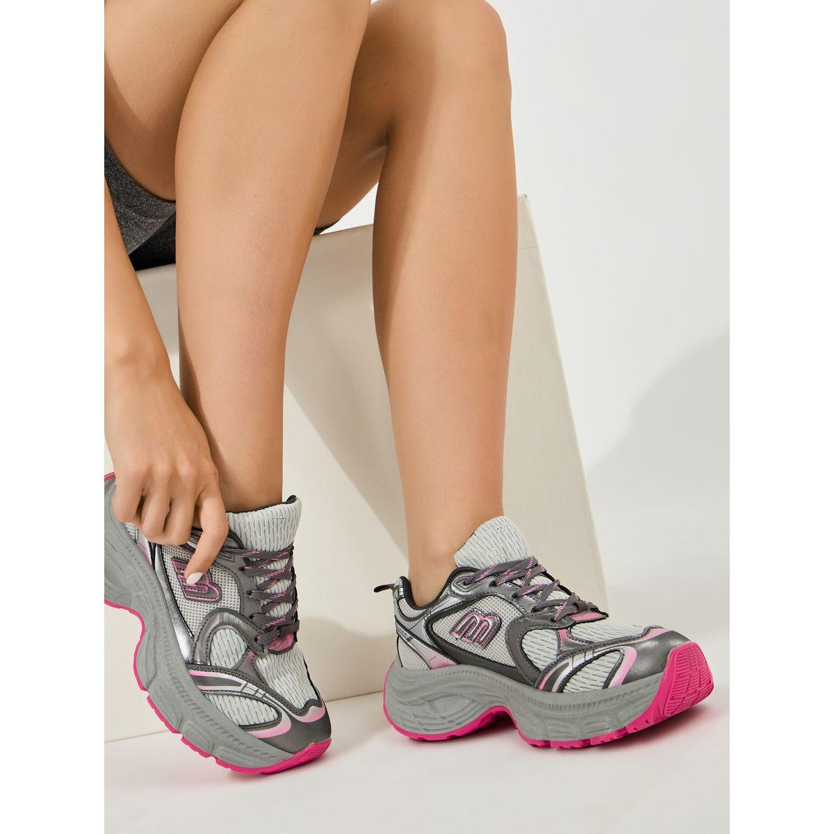 Styli Mesh Web Design Chunky Sole  Sneakers-women-shoes-sneakers-image-1