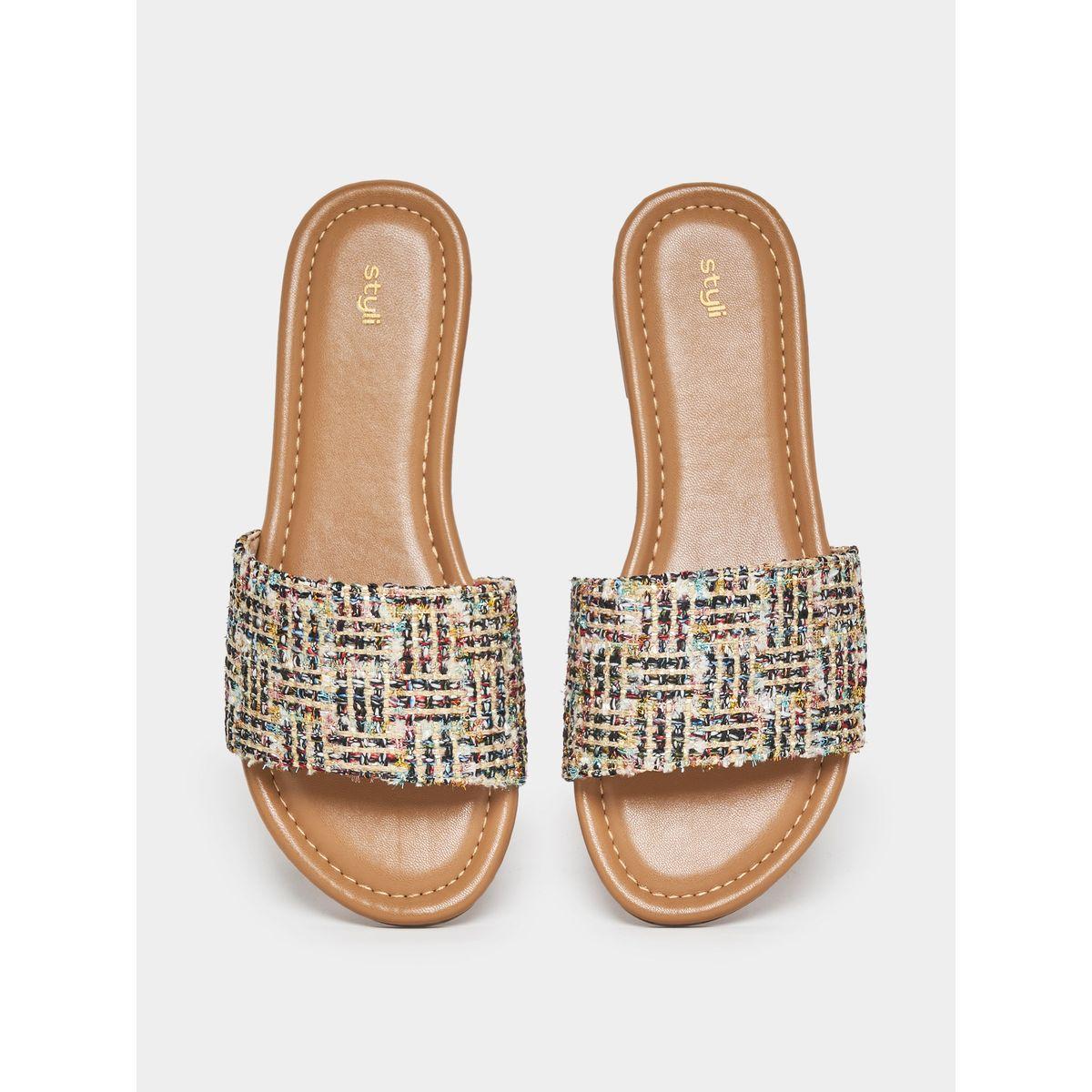 Styli Tweed Strap Flat Sandals-women-shoes-sandals-flats-image-6