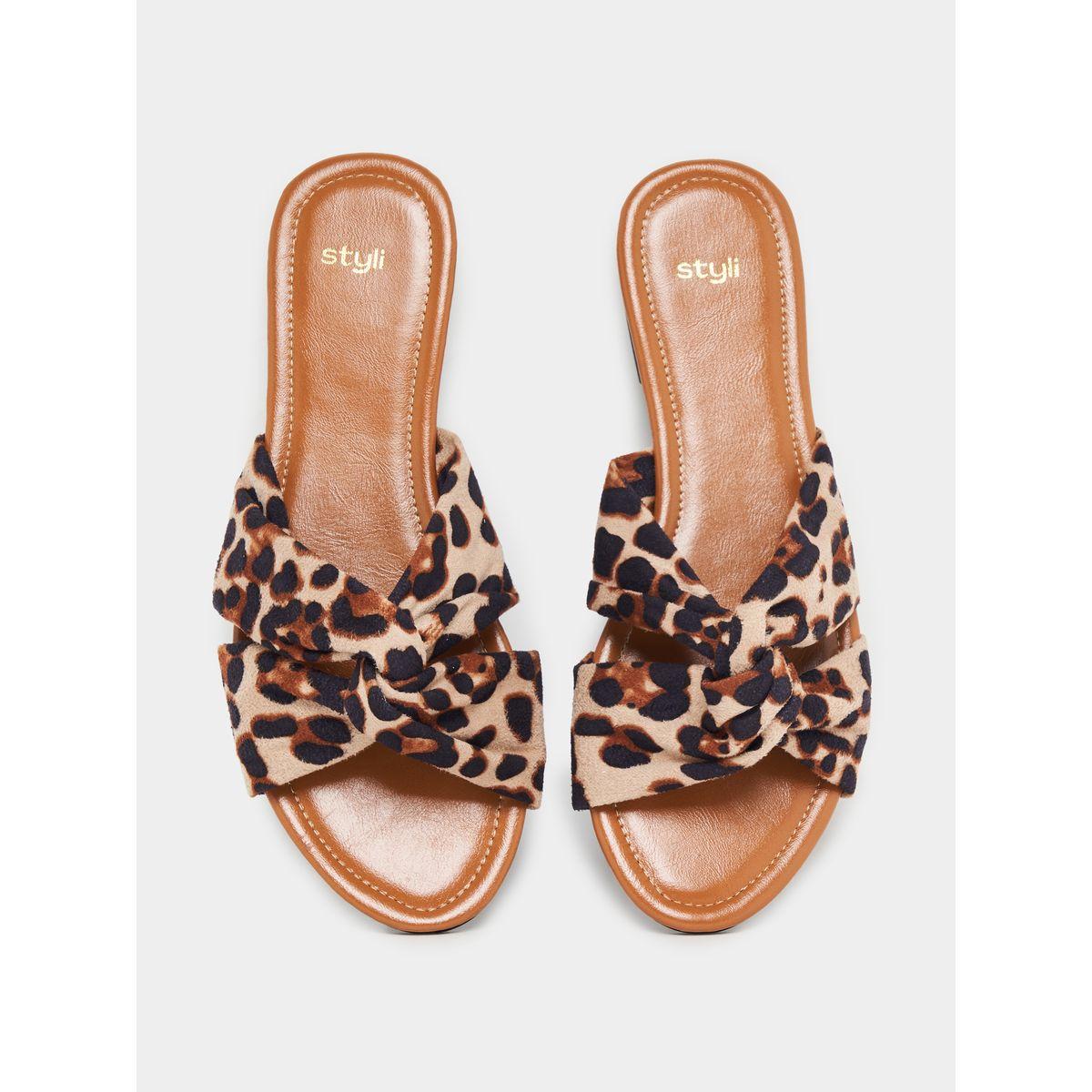 Styli Animal Print Knot Strap Flat Sandals-women-shoes-sandals-flats-image-5