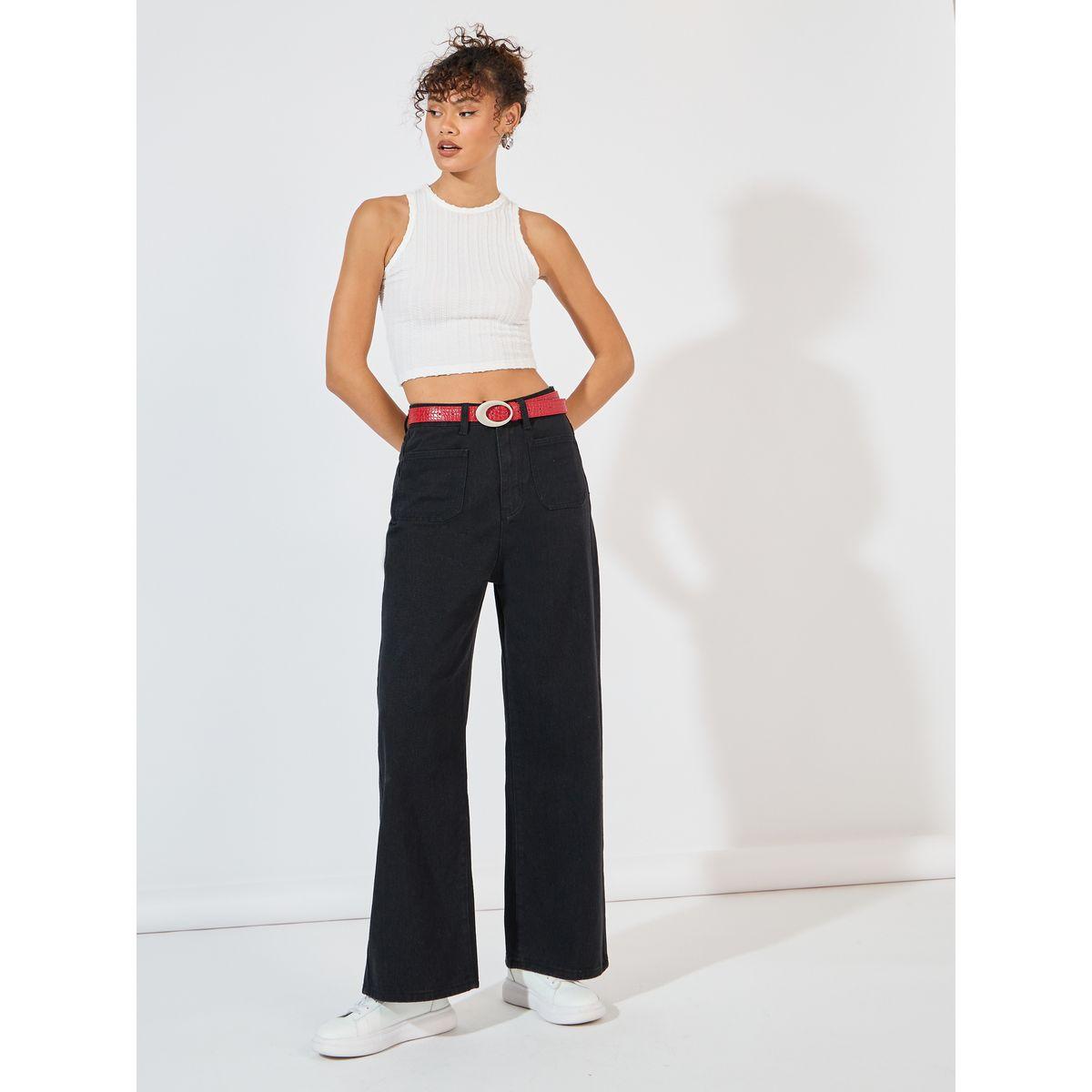 جينز بأرجل واسعة وخصر عالي مع جيوب-women-clothing-bottoms-jeans-image-1