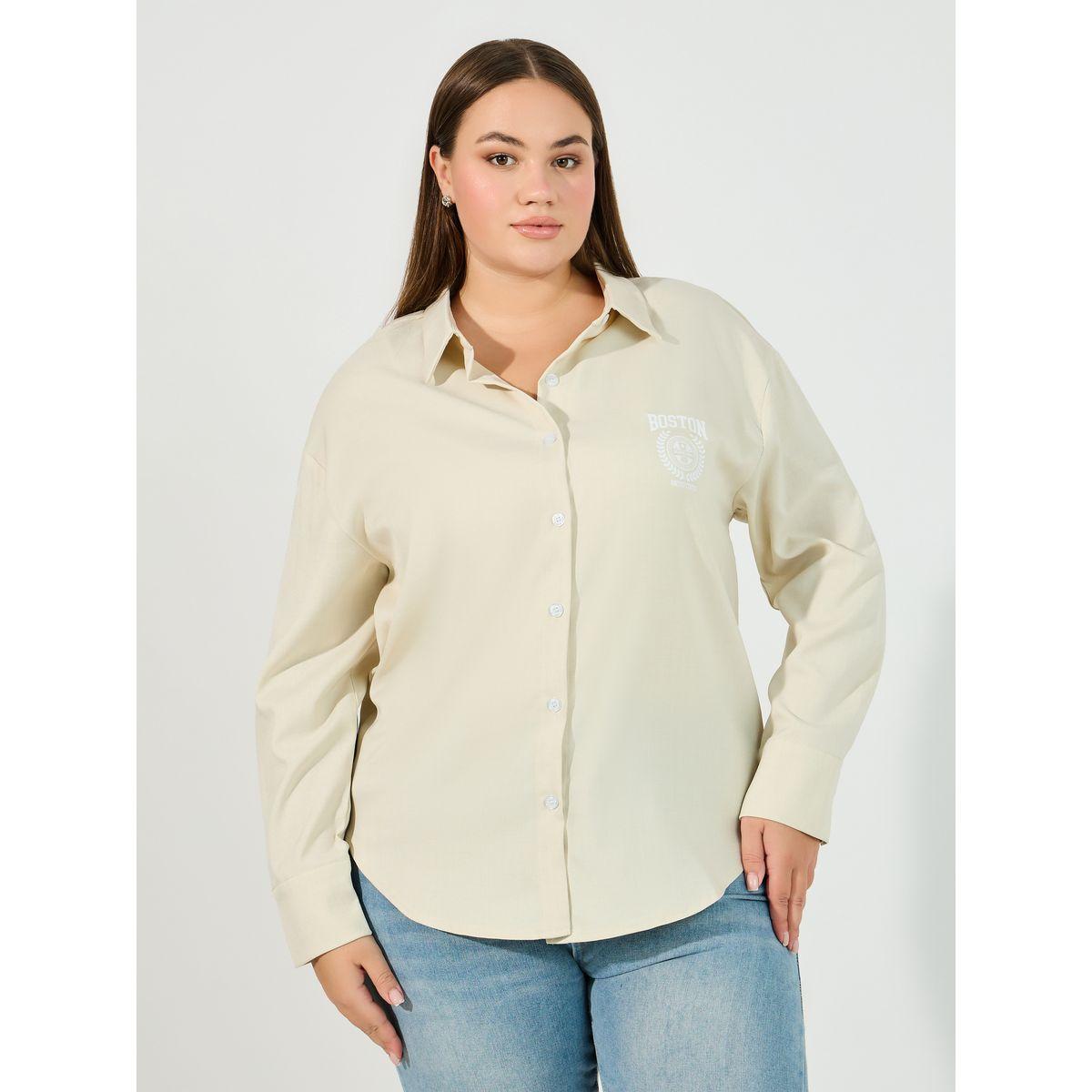 بلوزة فضفاضة بمقاس كبير وطبعة كتابة-women-clothing-shirtsandblouses-shirts-image-3