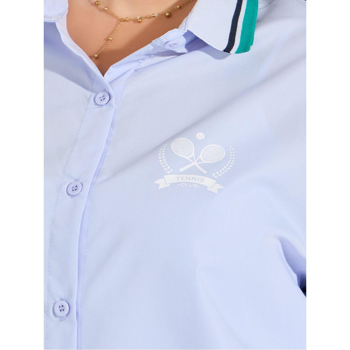 Styli Plus Size Oversized Button Down Shirt with Logo Detail-women-clothing-shirtsandblouses-shirts-image-4