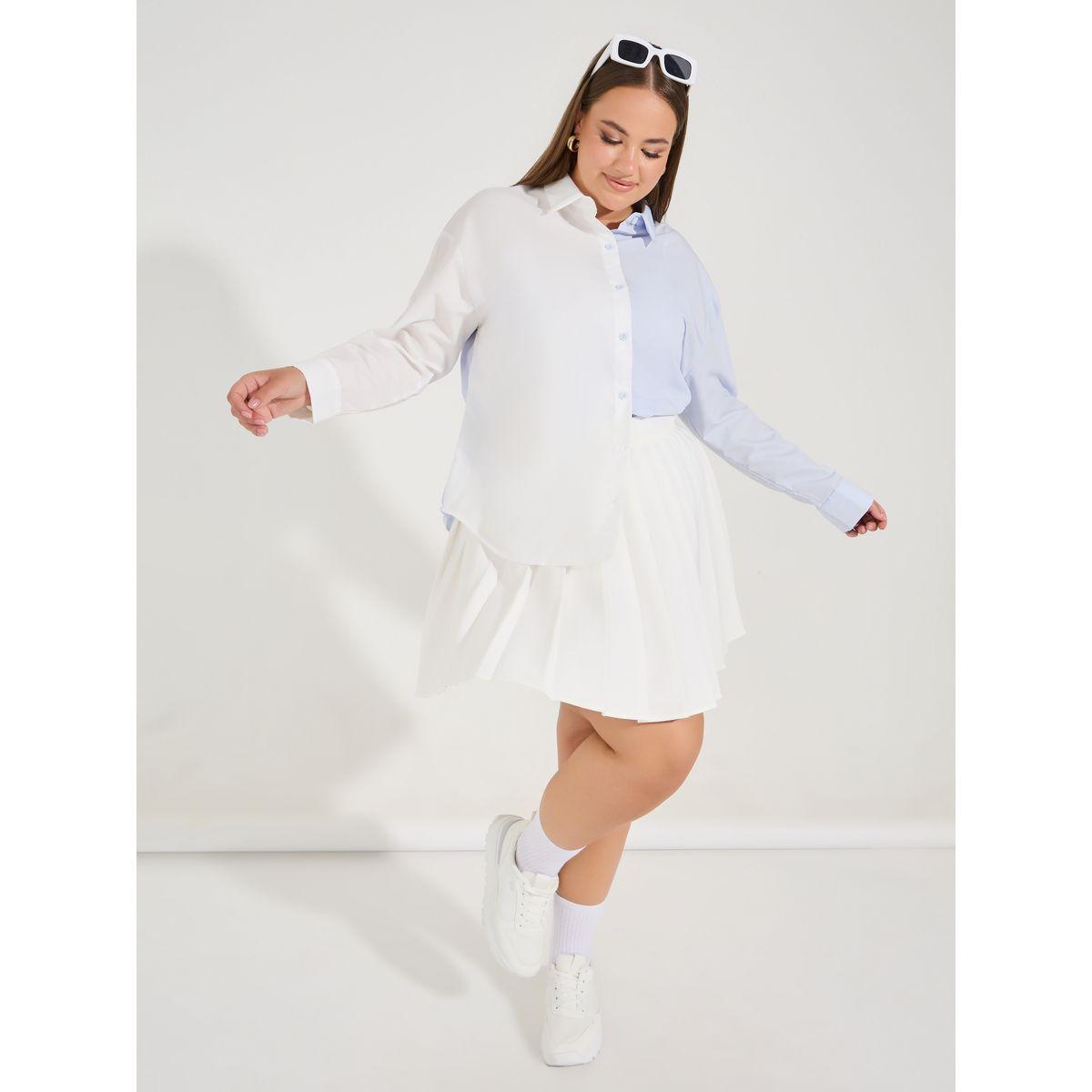 Styli Plus Size Color Block Oversized Button Down Shirt-women-clothing-shirtsandblouses-shirts-image-1