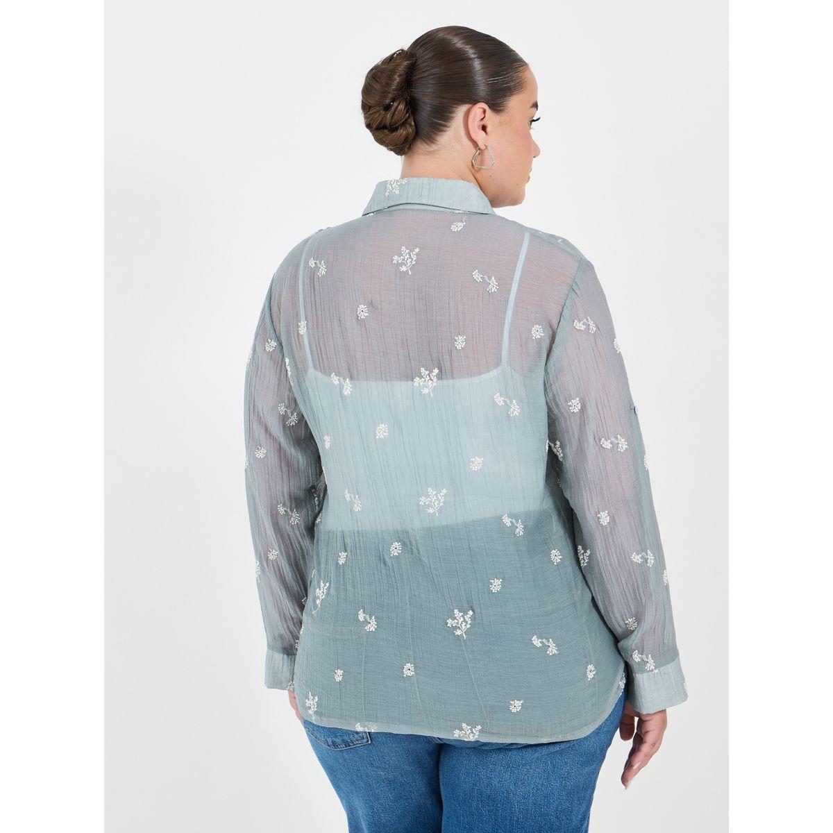 بلوزة بمقاس كبير وتفاصيل مُطرّزة مع أكمام ملفوفة-women-clothing-shirtsandblouses-shirts-image-5