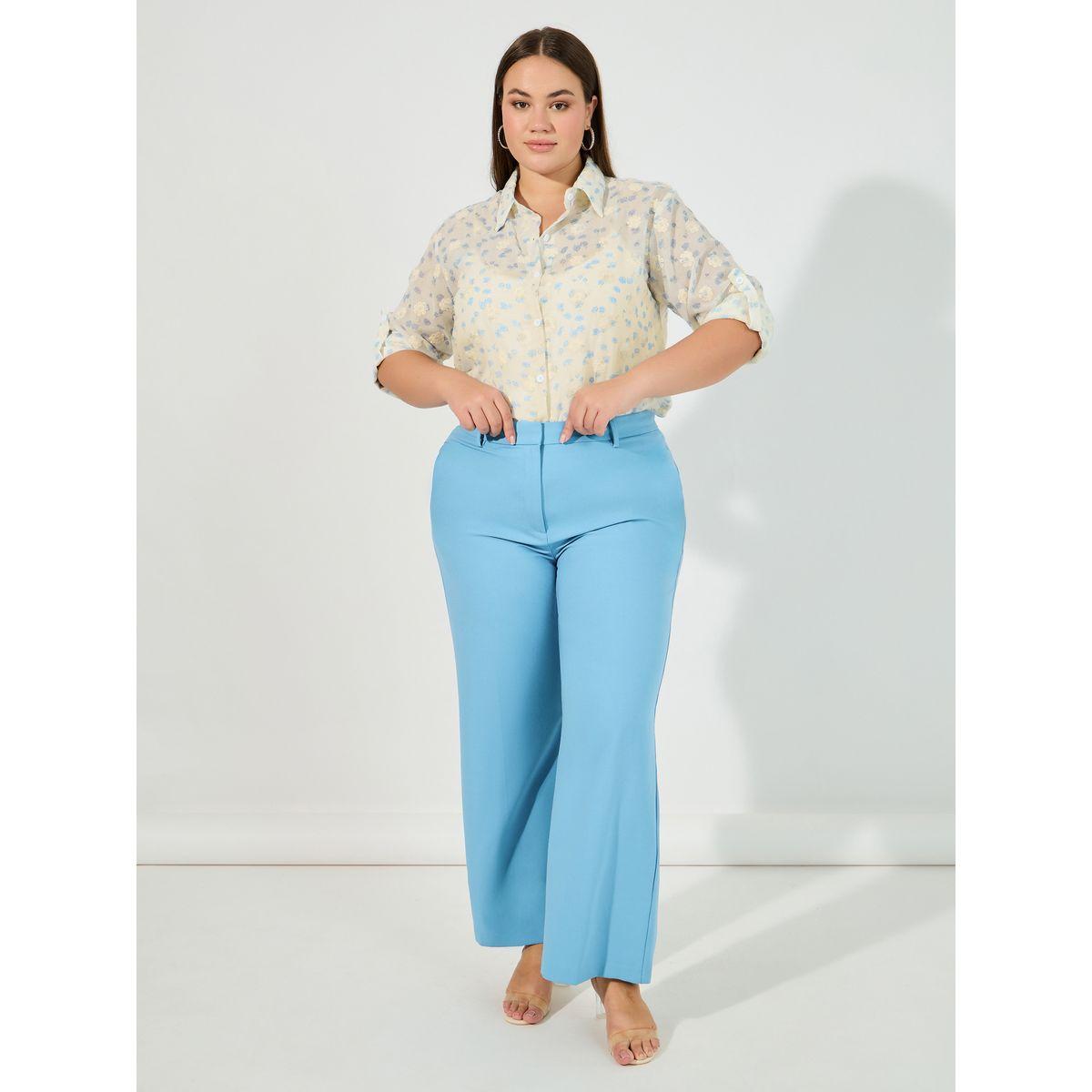 Styli Plus Size Embroidered Shirt with Roll-Up Sleeves-women-clothing-shirtsandblouses-shirts-image-2
