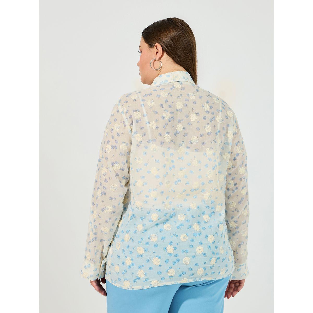 Styli Plus Size Embroidered Shirt with Roll-Up Sleeves-women-clothing-shirtsandblouses-shirts-image-5