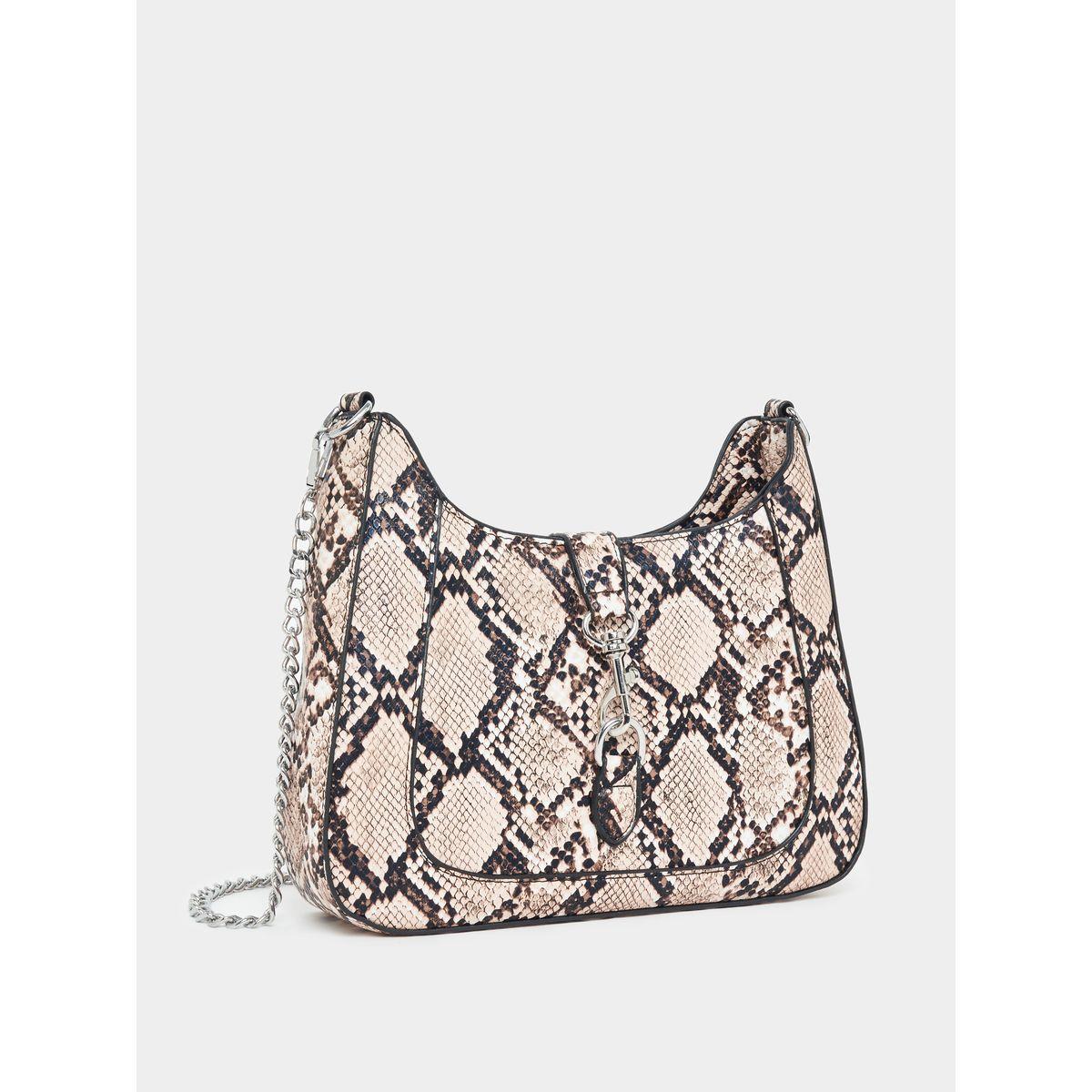 Styli Snakeskin Print Chain Trim Shoulder Bag-women-bagsandwallets-handbags-image-1
