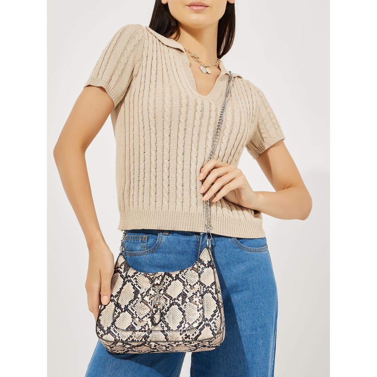 Styli Snakeskin Print Chain Trim Shoulder Bag-women-bagsandwallets-handbags-image-2