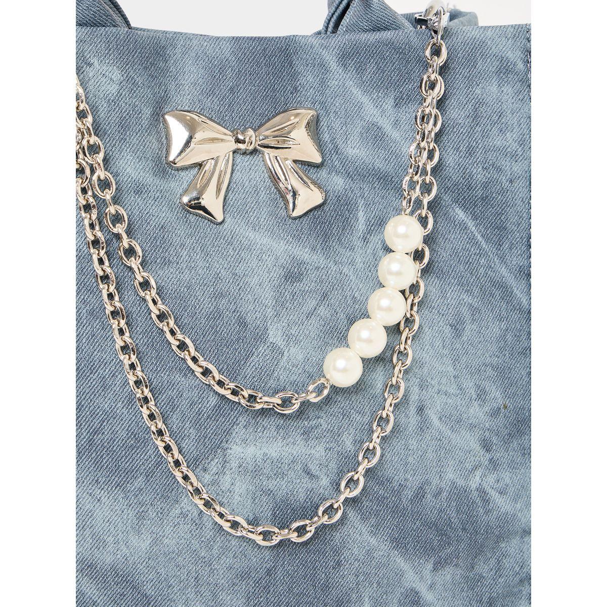 Styli Bow & Chain Decor Handbag with Magnetic Closure-women-bagsandwallets-handbags-image-3