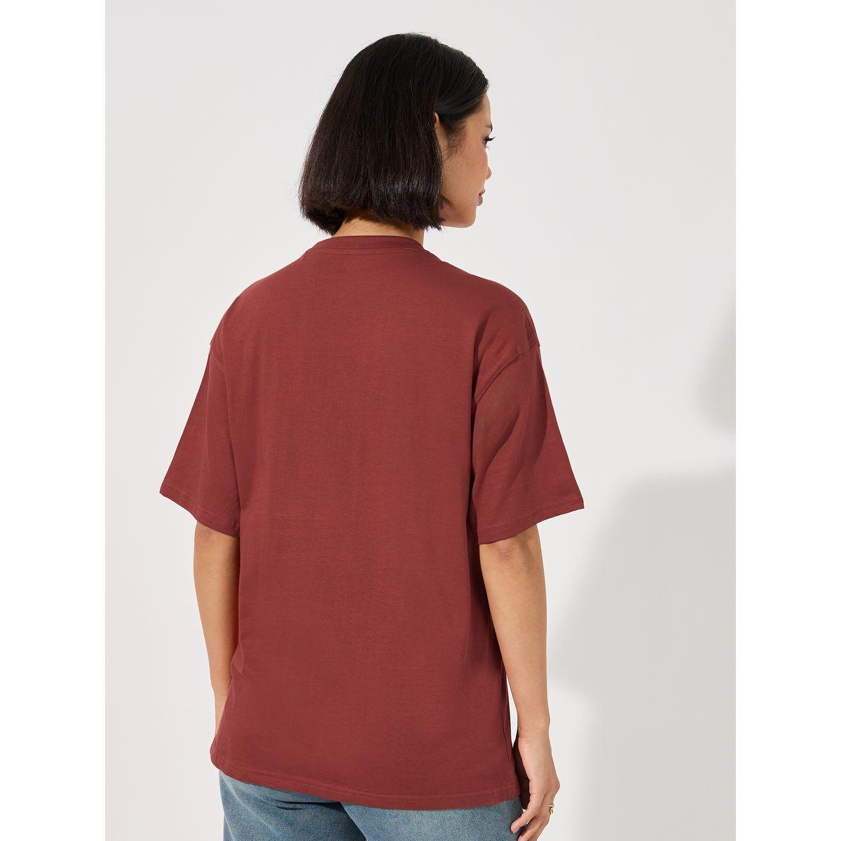 تيشيرت فضفاض مطبع بطبعة كتابة-women-clothing-tshirts-image-4
