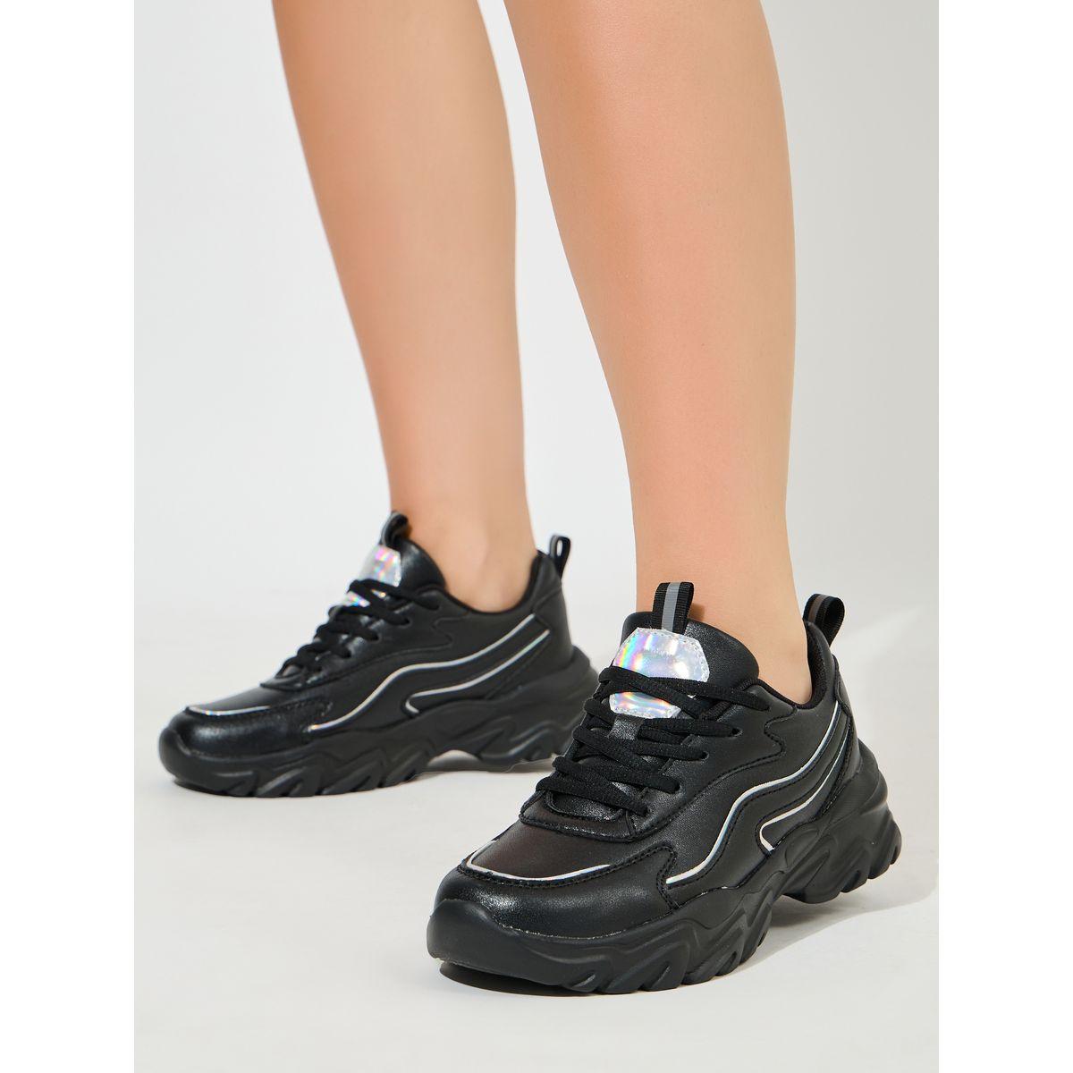 Styli Patch Decor Lace Up Sneakers-women-shoes-sneakers-image-1