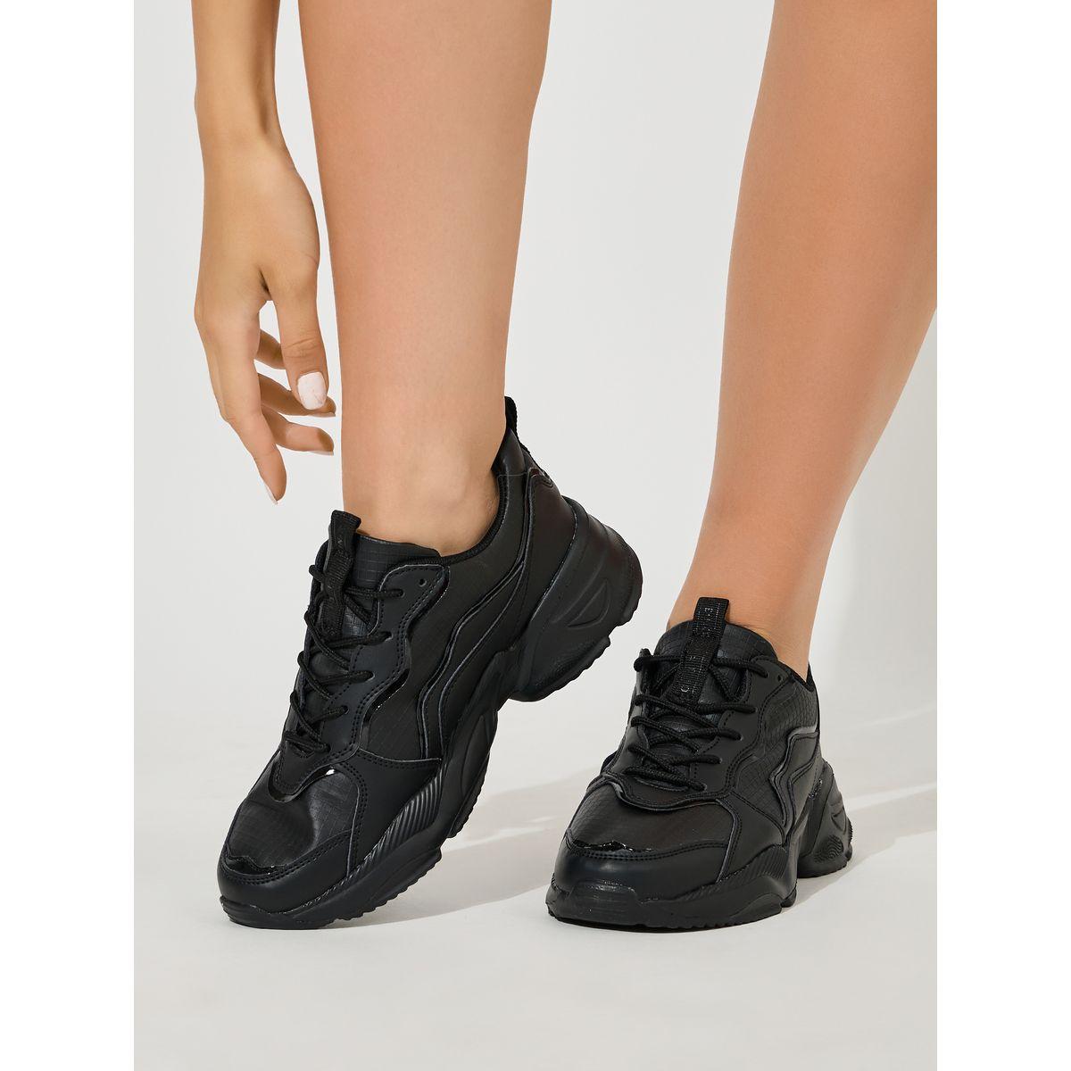 Styli Textured Web Design Lace-Up Sneakers-women-shoes-sneakers-image-1