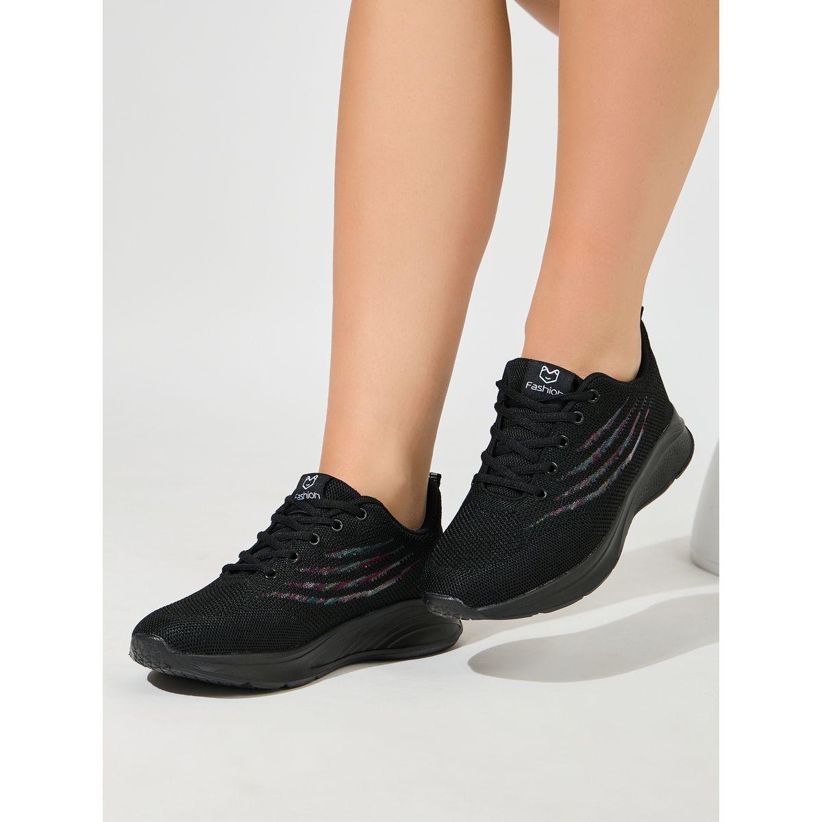 Styli Textured Lace-Up Sneakers-women-shoes-sneakers-image-1