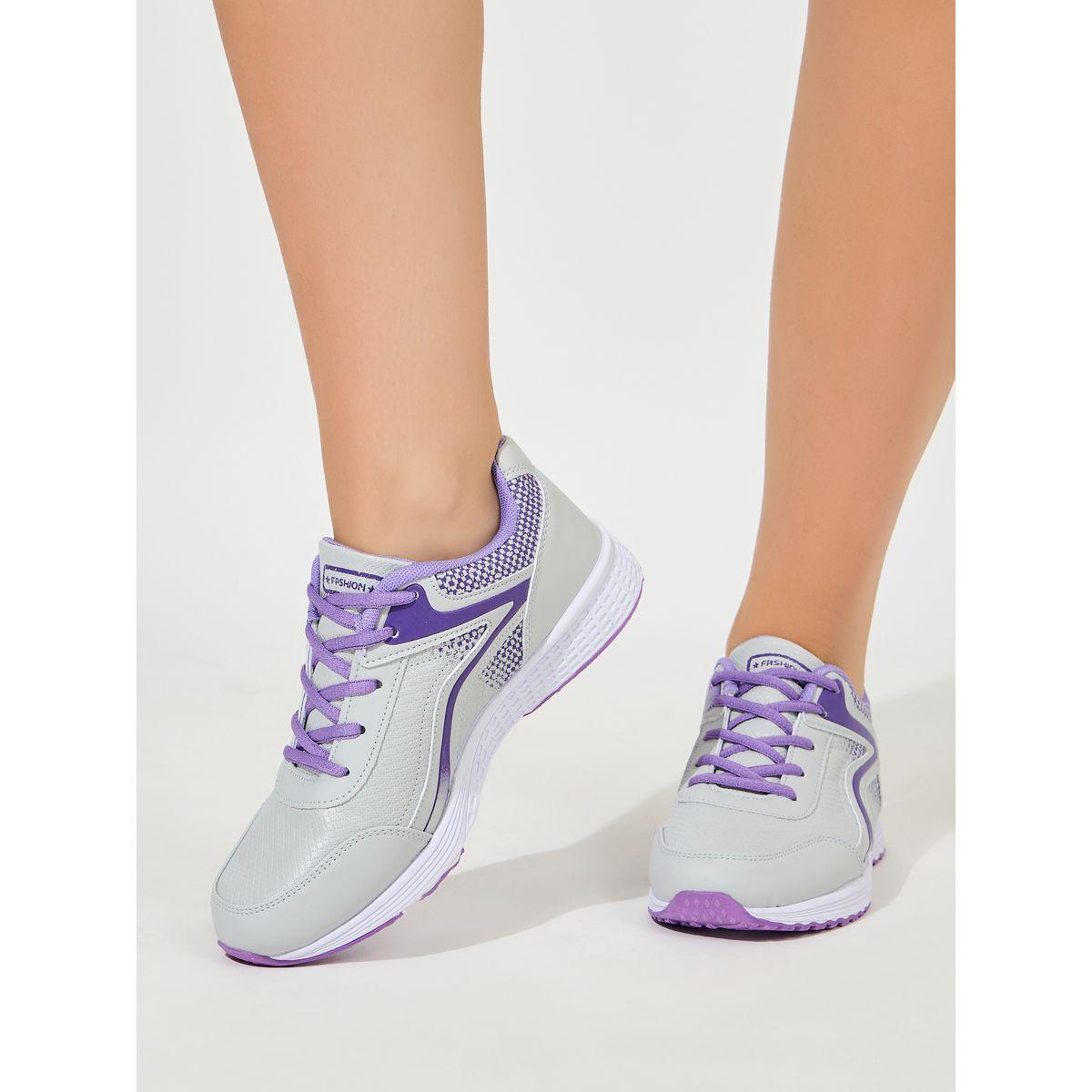 Styli Printed Panel Lace Up Sneakers-women-shoes-sneakers-image-1
