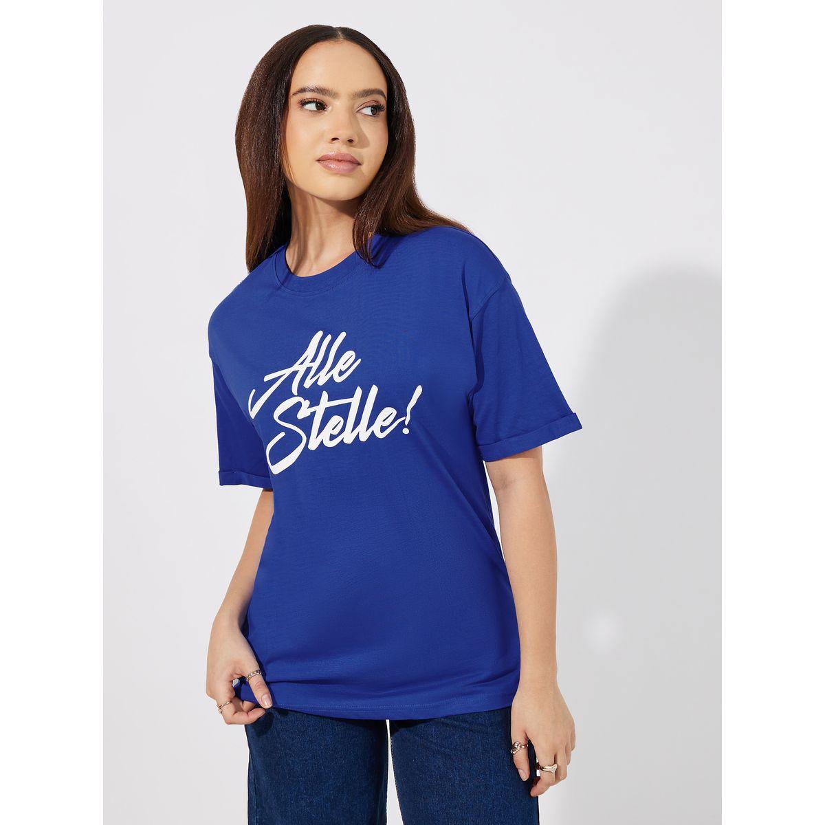 Styli Oversized Alle Stelle Slogan T-Shirt with Turn-Up Sleeves-women-clothing-tshirts-image-1