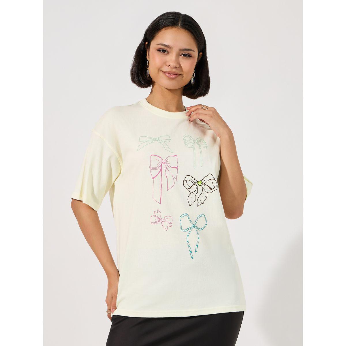 Styli Oversized Bow Graphic Print T-Shirt-women-clothing-tshirts-image-1