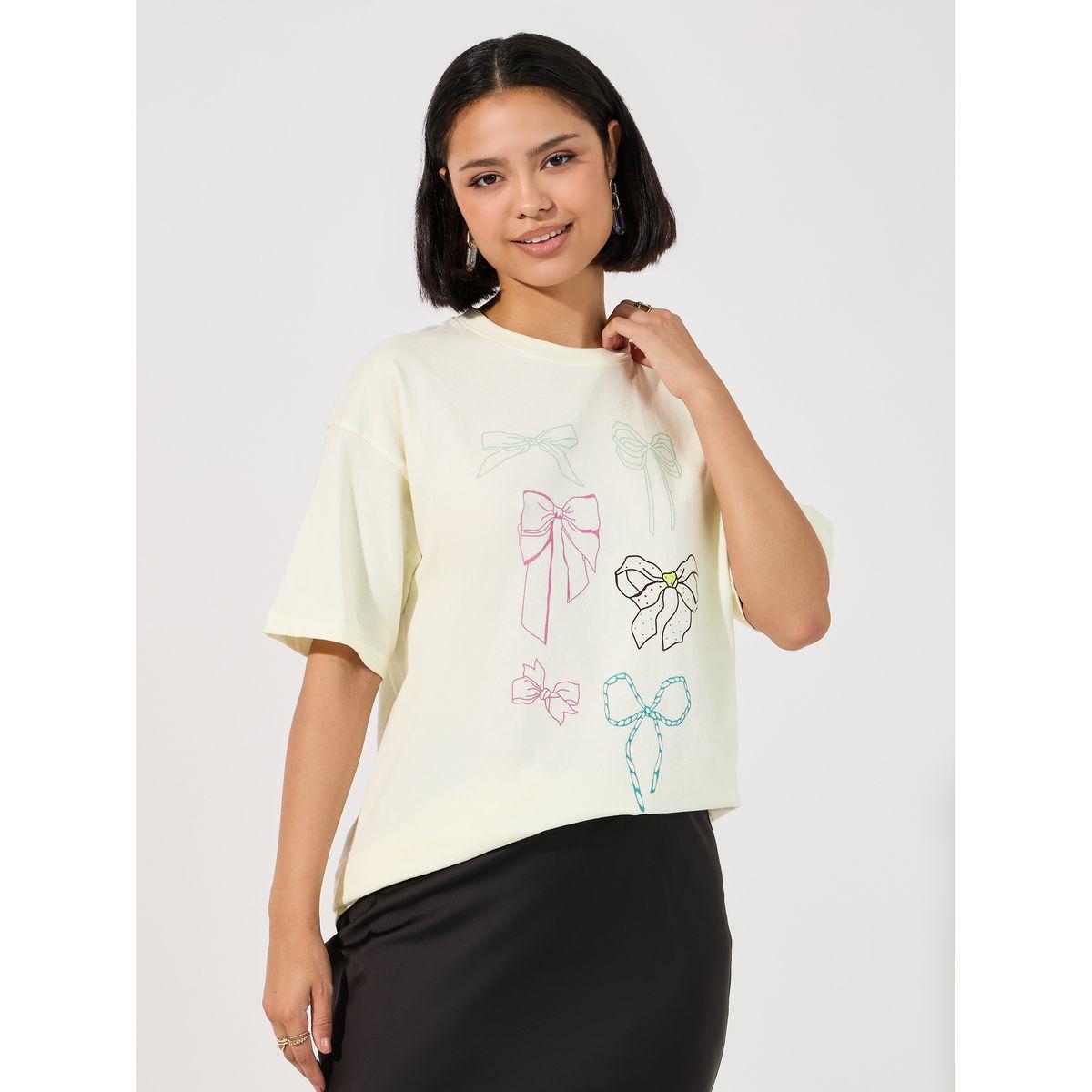 تيشيرت فضفاض مطبع بطبعة جرافيك-women-clothing-tshirts-image-4