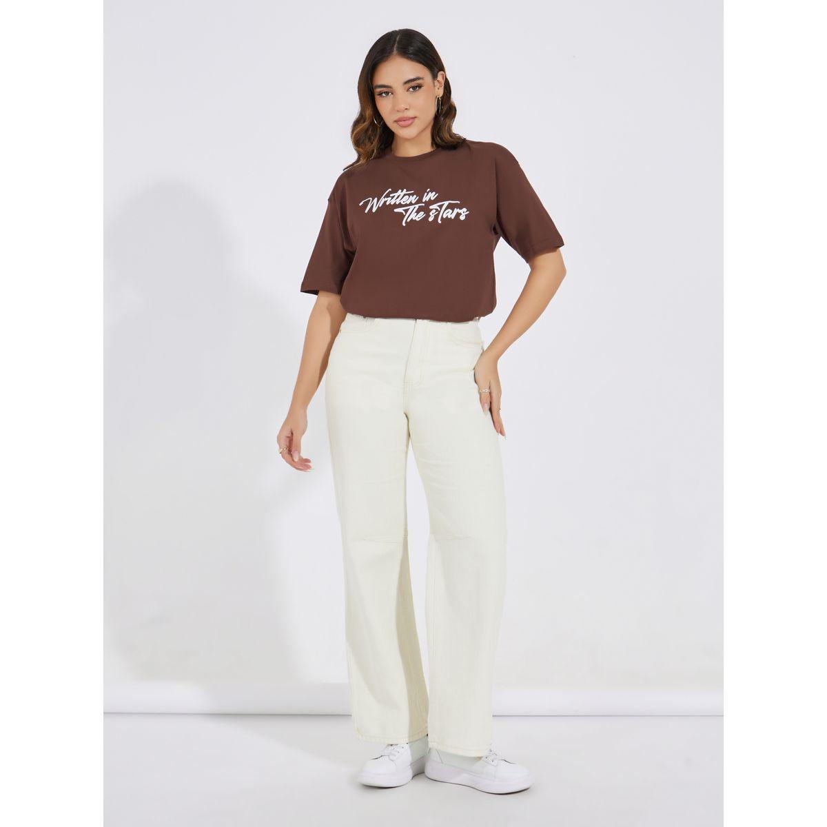 Styli Oversized Written in the Stars Slogan Print T-Shirt-women-clothing-tshirts-image-2