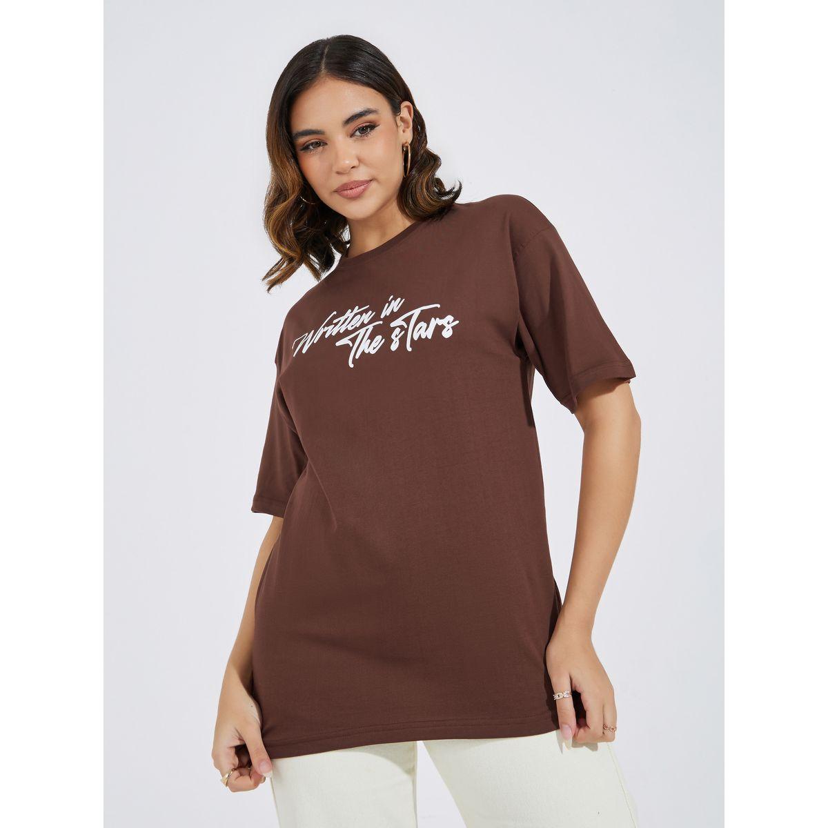 تيشيرت فضفاض مطبع بطبعة كتابة-women-clothing-tshirts-image-3