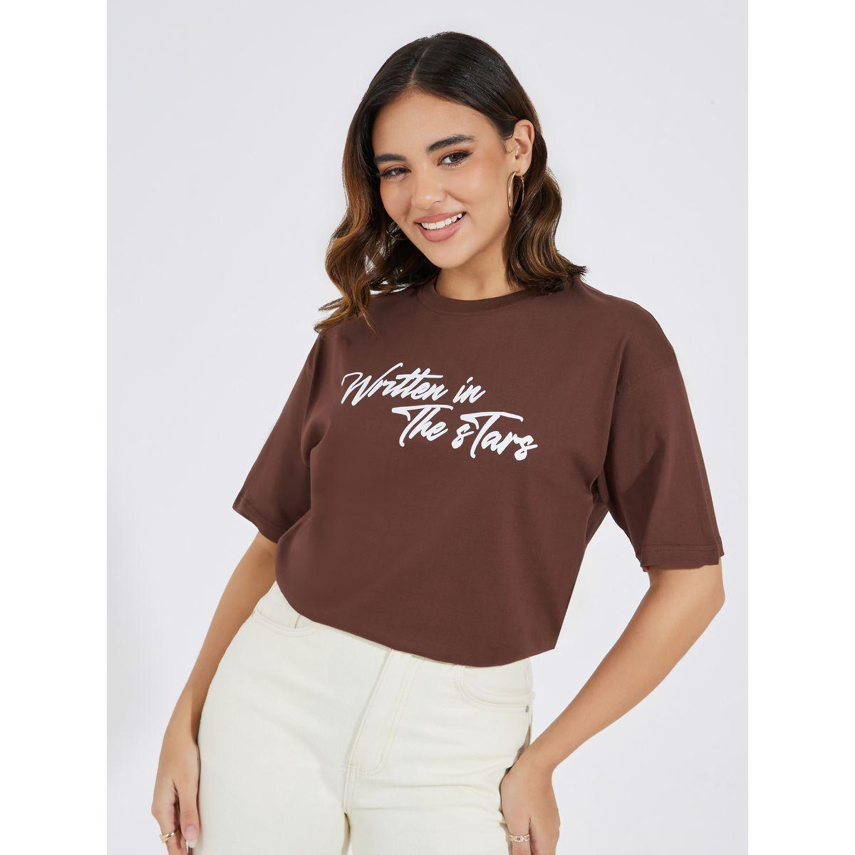 تيشيرت فضفاض مطبع بطبعة كتابة-women-clothing-tshirts-image-5