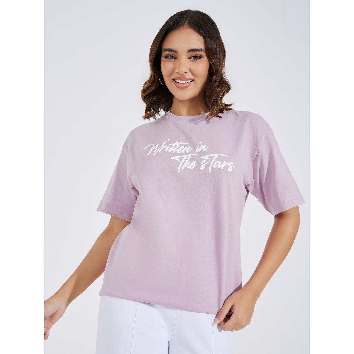 Styli Oversized Written in the Stars Slogan Print T-Shirt-women-clothing-tshirts-image-1