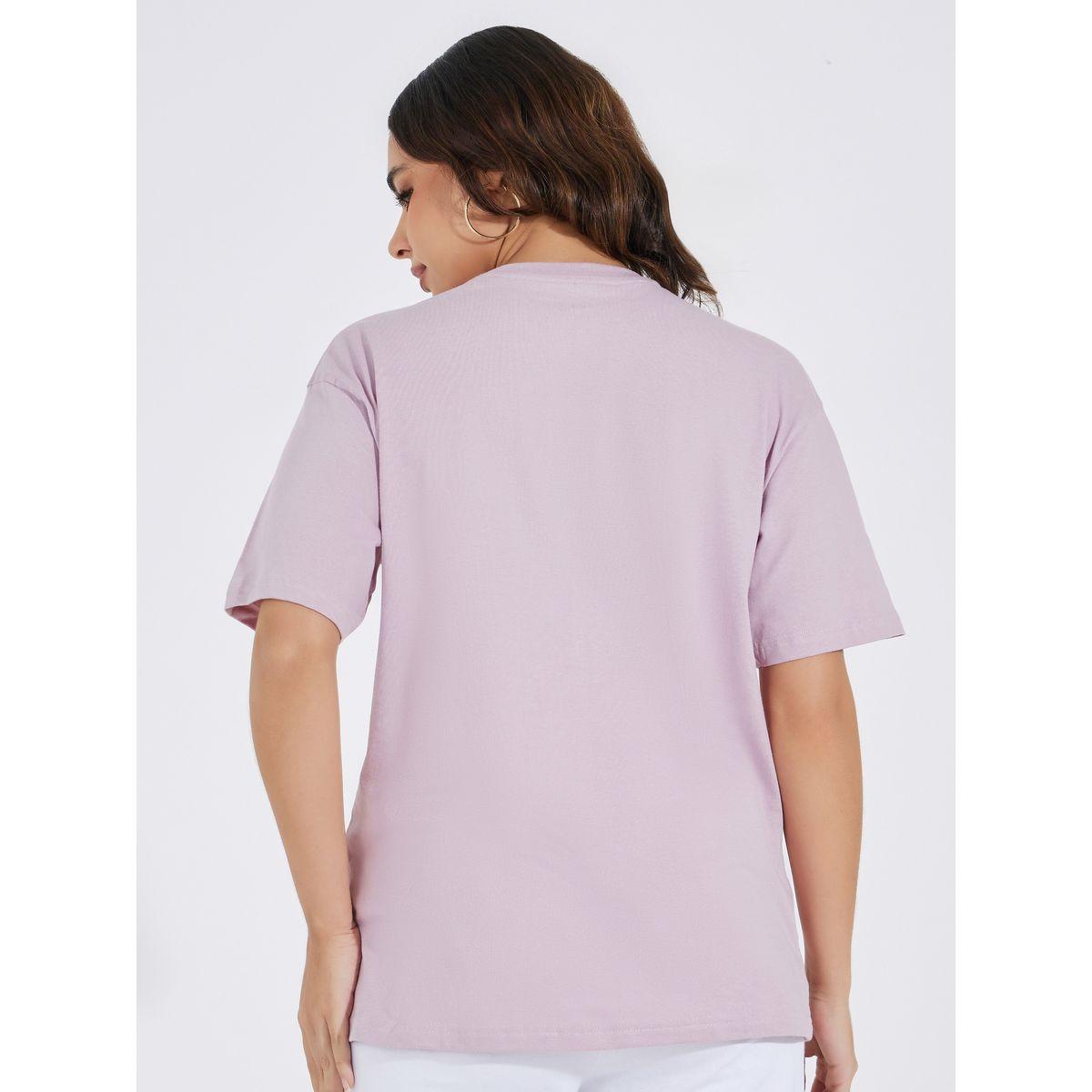 تيشيرت فضفاض مطبع بطبعة كتابة-women-clothing-tshirts-image-4