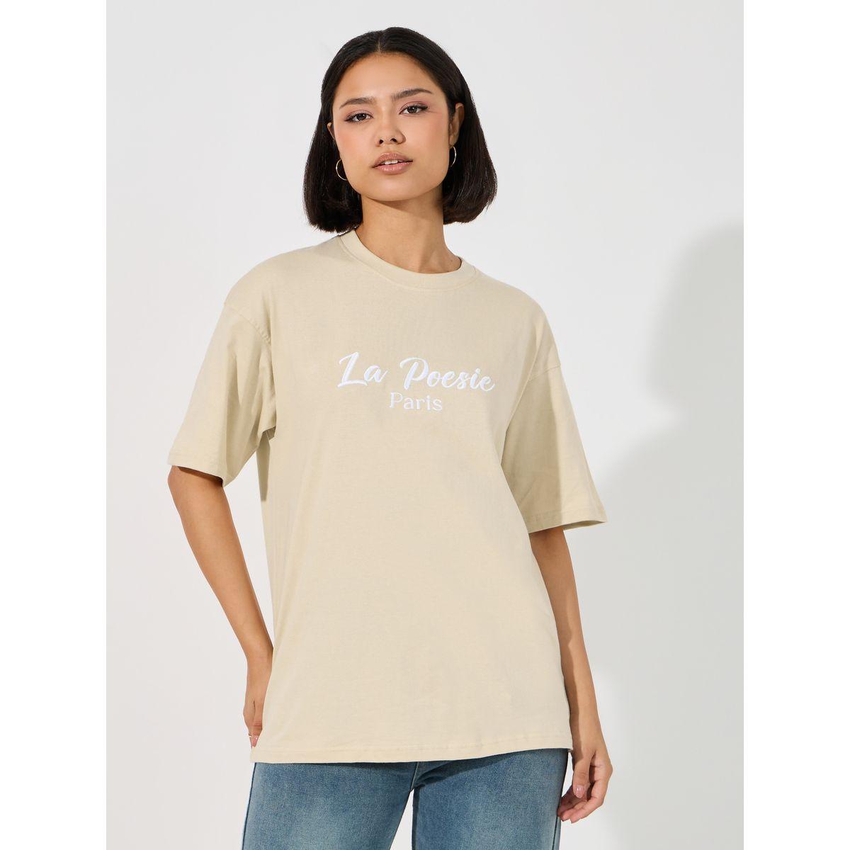 تيشيرت فضفاض مُطرّز بكتابة-women-clothing-tshirts-image-1