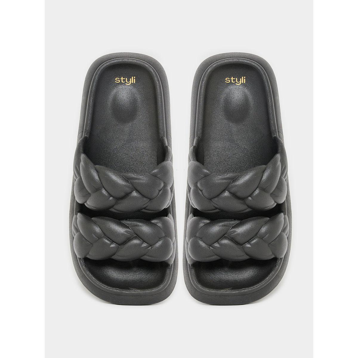 Styli Solid Braided Double Strap Slides-women-shoes-flipflopsandslides-image-5