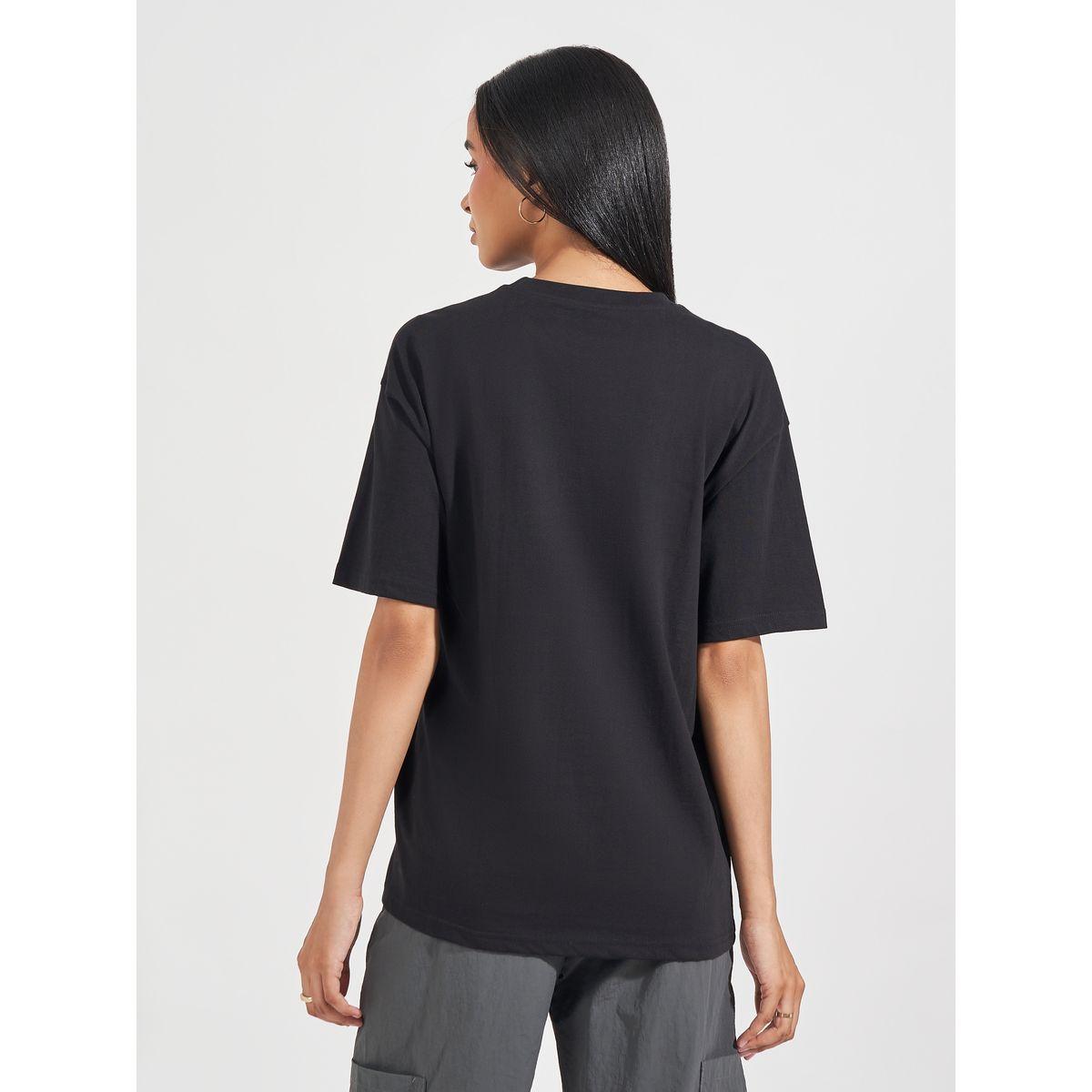 تيشيرت فضفاض مطبع بطبعة كتابة-women-clothing-tshirts-image-4